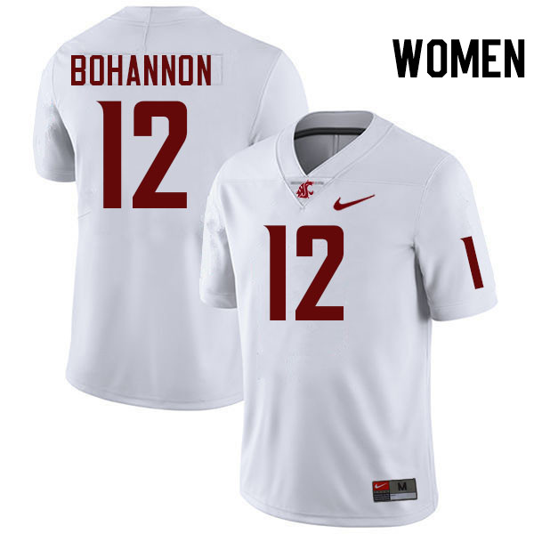 Women #12 Tristan Bohannon Washington State Cougars College Football Jerseys Stitched-White